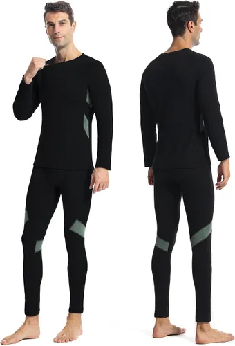 Vista 2 de Runhit Mens Thermal Underwear SetFleece Lined Long Johns for Men Thermal Shirts and Pants Base Layer Cold Weather Thermals