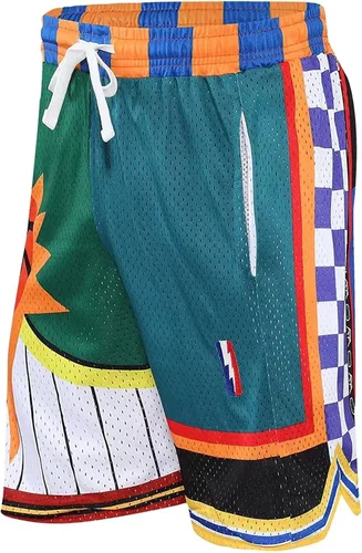 Vista 3 de DIOTSR Pantalones cortos de baloncesto para hombre, pantalones cortos deportivos de malla para hombre, pantalones cortos casuales con estampado