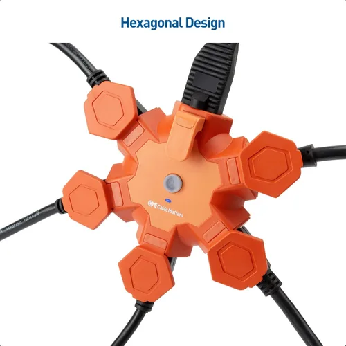 Vista 2 de [Listado UL] Cable Matters Hub de alimentación hexagonal de 5 tomas de corriente para exteriores, disyuntor Outdoor Extension Cord Power Hub