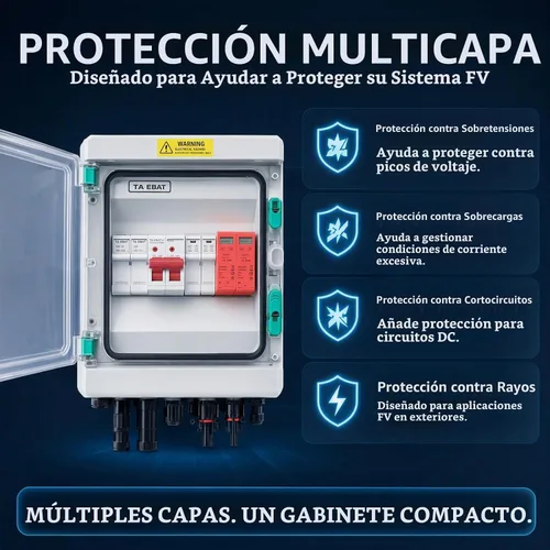 Vista 7 de Caja combinadora fotovoltaica, caja combinada solar de 2 cuerdas con fusible de corriente de 32 A, dispositivo de protección contra sobretensiones