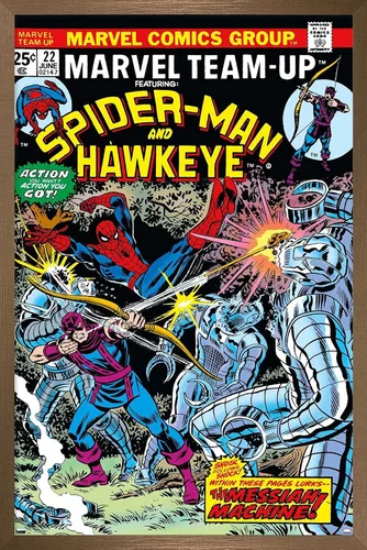 Vista 16 de Trends International Marvel Comics - Póster de pared de Hawkeye y Spider-Man, 22.4 pulgadas de largo x 14.7 pulgadas, versión enmarcada de madera