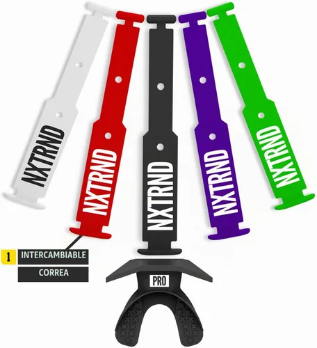 Vista 4 de Protector bucal de fútbol americano Nxtrnd One Pro, correa intercambiable, se adapta a adultos y jóvenes (negro)