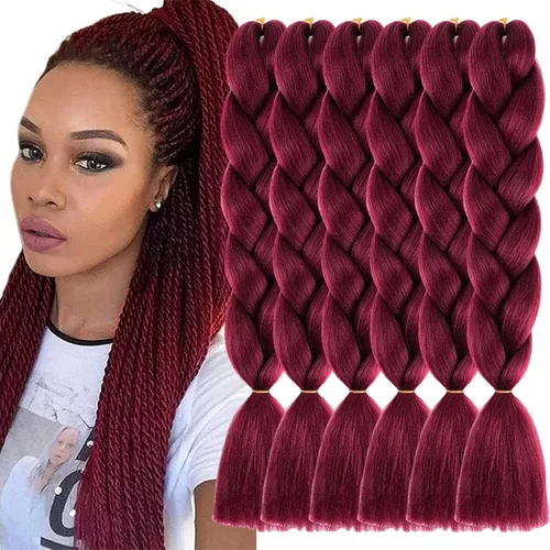 Vista 52 de Beige (613) Cabello trenzado 6 paquetes de extensiones de cabello sintético de 24 pulgadas, extensiones de cabello trenzado Jumbo Ombre trenzado