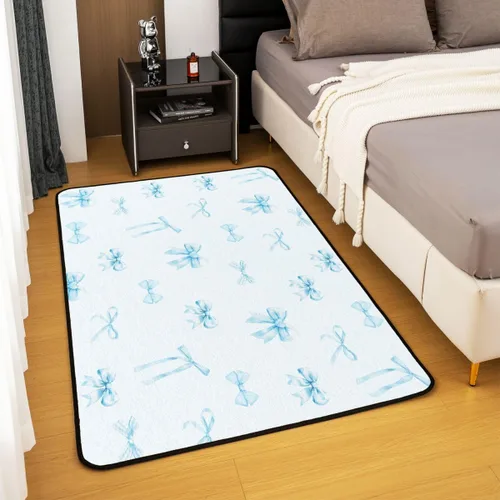 Vista 4 de Erosebridal Blue Bow Living Room Rugs Kawaii Bow Knot Decorative Carpet for Kids Girls Teens Women Girly Princess Bows Area Rug 3X5 Cute Ribbon