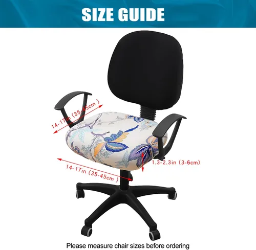 Vista 4 de Smiry Fundas de asiento impresas para silla de computadora de oficina, ajuste elástico, universal para silla giratoria de escritorio, lavables, Beige
