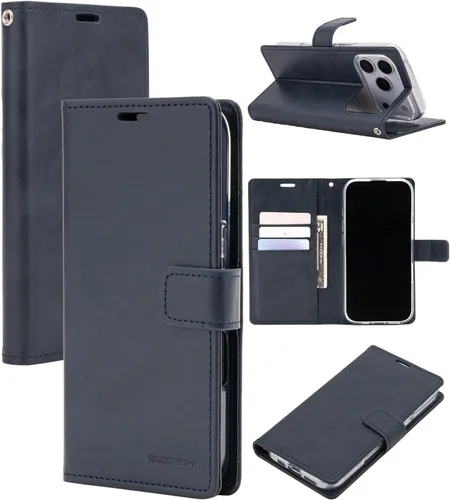 Vista 20 de GOOSPERY Funda Blue Moon para Galaxy S21 de 6.2 pulgadas (2021), soporte de piel sintética premium con soporte para tarjetas (negro)