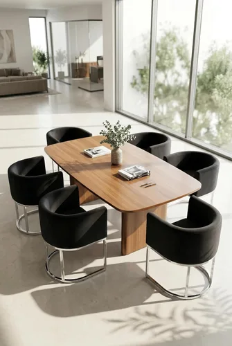 Vista 47 de HNY Silla de comedor moderna de mediados de siglo tapizada en forma de barril, negra, con brazos, silla de cocina y comedor de cuero, silla auxiliar