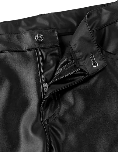 Vista 6 de Pantalones de motociclista metálicos de pierna recta de piel sintética para hombre
