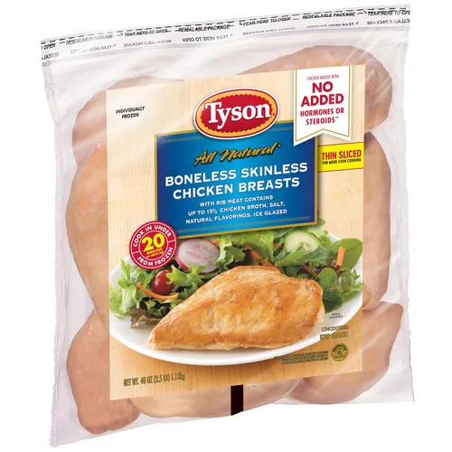 Vista 5 de Tyson Pechugas de pollo deshuesadas y sin piel, congeladas, 2.5 libras