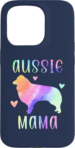 Vista 14 de iPhone 16 Aussie Mama Australian Shepherd Mom Rainbow Watercolor Case
