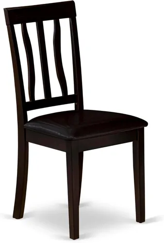 Vista 6 de East West Furniture ANTI5-CAP-LC - Juego de muebles de comedor de 5 piezas, incluye una mesa de cocina redonda con pedestal y 4 sillas de comedor