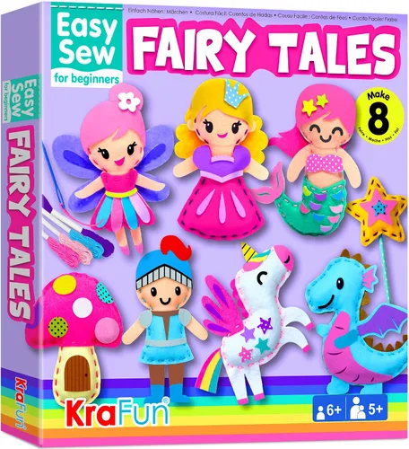 Vista 8 de KRAFUN Puppy & Kitten Sewing Kit for Kids Ages 6+ 8 Dolls Cachorro y gatito