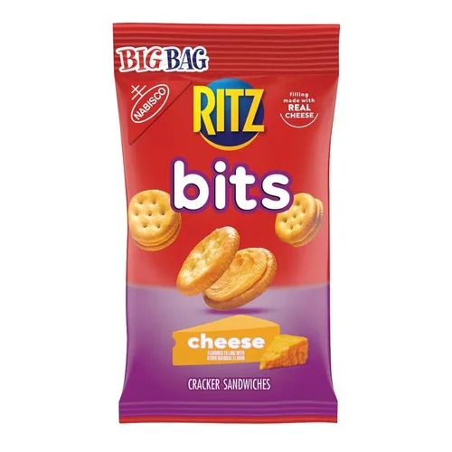 Vista 4 de Snacks RITZ Bits - Sándwiches de galletas de queso, bolsas de 3 onzas empaquetadas con irresistibles mini galletas rellenas de queso para aperitivos