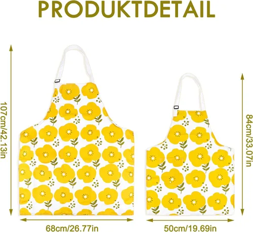 Vista 2 de Mommy and Me Apron Set, 2PCS Matching Aprons for Kids and Adults with Pocket, Adjustable Cute Kids Apron for Backing
