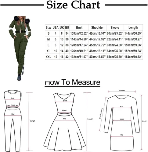 Vista 2 de Trajes de nieve para mujer, trajes de esquí para deportes al aire libre, overol impermeable con cremallera, abrigo para mujer (A-Blanco, M)