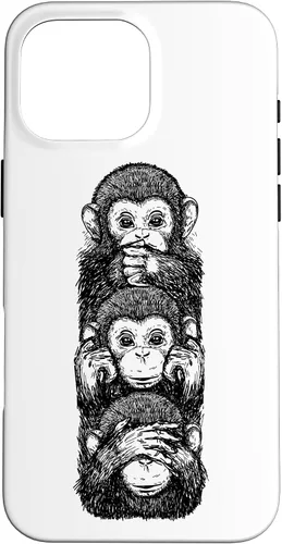Vista 19 de Three Wise Monkeys See No Evil Hear No Evil Speak No Evil Case for iPhone 16