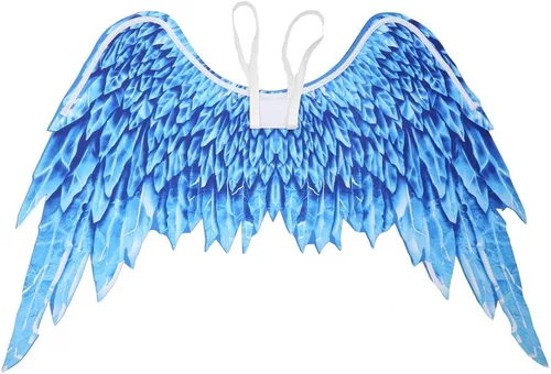 Vista 2 de Himine Alas de ángel para fiestas festivas de tela no tejida, adecuadas para hombres y mujeres, alas decorativas (azul)
