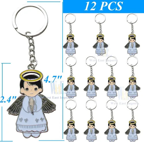 Vista 2 de Llavero Angel Boy Favor (12 piezas) Bautizo/Recuerdos de Bautizo/Primera Comunión/Primera Comunión llaveros/Regalo para invitados
