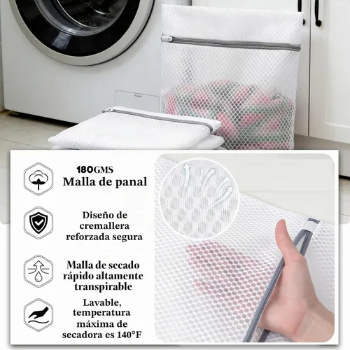 Vista 3 de 10 bolsas de lavandería de malla para lavado, bolsas de lavandería duraderas de doble capa de malla de panal para ropa delicada, 12 x 16 pulgadas