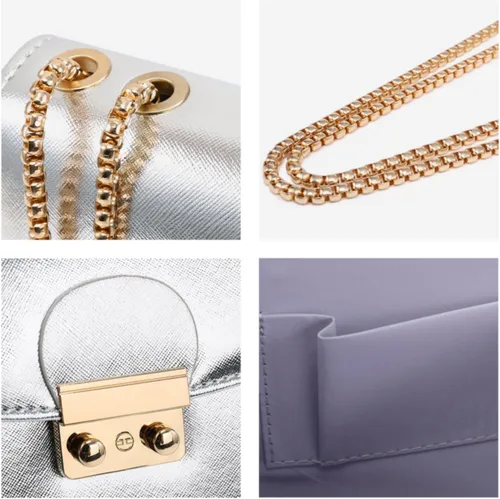Vista 4 de Dasein Bolso cruzado pequeño para mujer, bolso de noche de diseñador, bolso de mano para bodabaile de graduaciónfiesta con doble correa de cadena