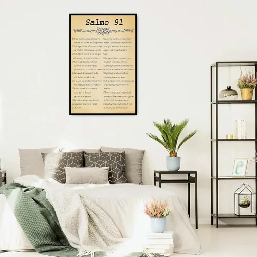 Vista 3 de Salmo 91 En Español Para Pared Versículo de la Biblia Arte de Pared Escritura Escritura Enmarcado Salmo bíblico 91 Pintura en lienzo Sala de oración