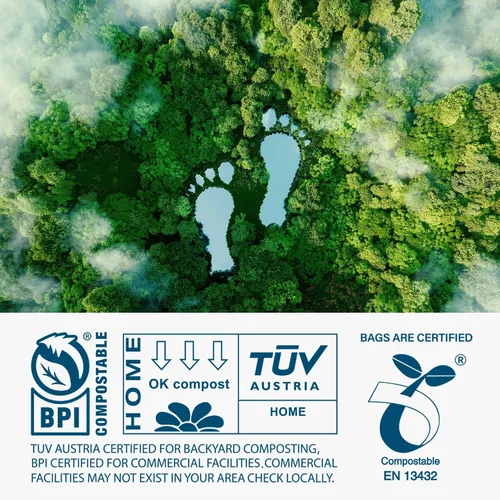 Vista 6 de Bolsas de basura compostables de 1.6 galones, bolsas de basura pequeñas para contenedor de encimera, extragruesas de 0.78 mils, certificado US BPI