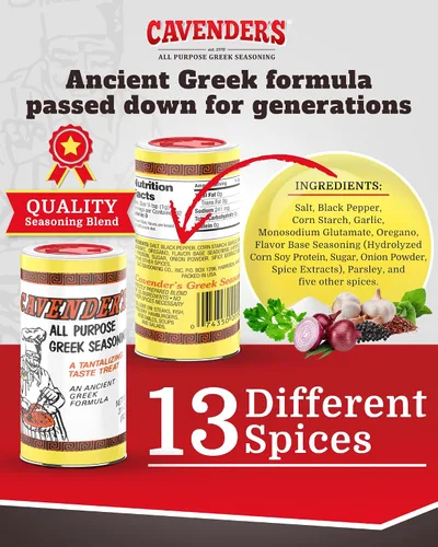 Vista 6 de Cavender's Condimento griego multiusos – 8 onzas (paquete de 4) y caja exclusiva de Cavender's Recipe 4 paquetes!