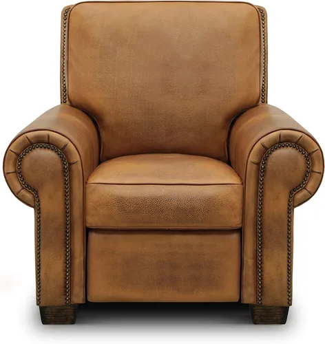 Vista 4 de Sillón reclinable tradicional Valencia 100% de grano superior de cuero envejecido a mano