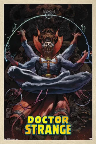 Vista 7 de Trends International Marvel Comics Doctor Strange - Póster de pared meditando, 14.725 x 22.375 pulgadas, versión enmarcada de madera de granero