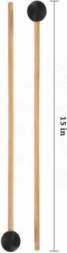Vista 5 de Shappy Bell Mallets Glockenspiel Sticks, Baquetas de Goma para Xilófono de Percusión con Mango de Madera, 15 Pulgadas de Largo (Negro)