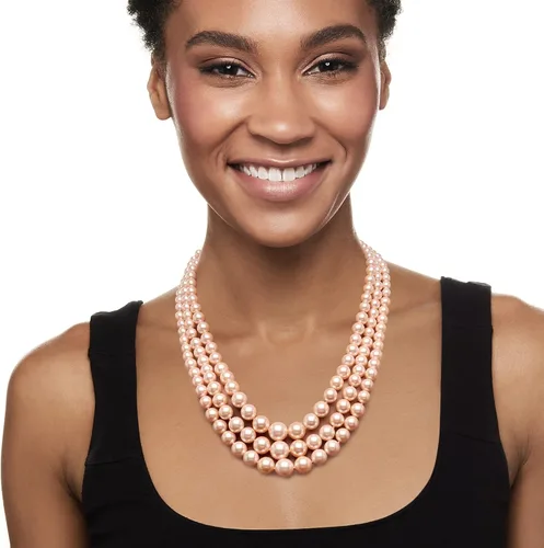 Vista 2 de Ross-Simons Collar de 3 hebras graduado con perlas de concha de 0.236-0.472 in con plata de ley