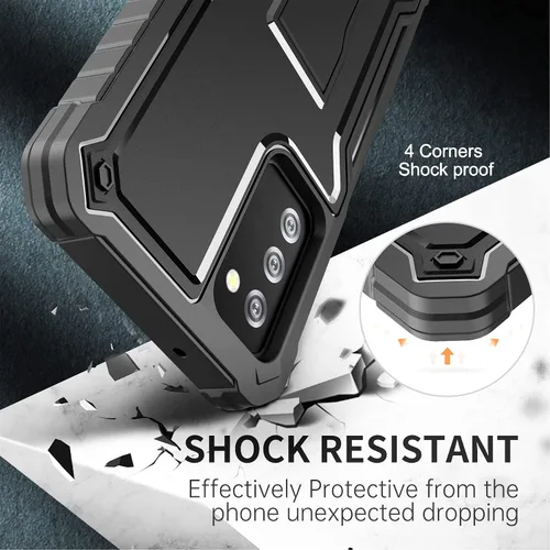 Vista 5 de FITO Funda para Samsung Galaxy A03S 5G, doble capa a prueba de golpes resistente con protector de pantalla de vidrio para teléfono Samsung A03S 5G