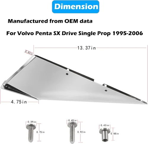 Vista 7 de 99022 Skeg Guard para Volvo Penta SX Drive Single Prop 1995-2006 Inboard Skeg Protector Shield Instalación DIY