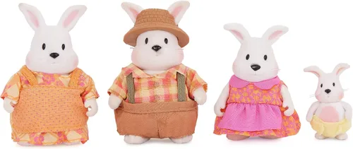Vista 3 de Li'l Woodzeez Hoppingoods Rabbit Family - Juego de 4 figuras coleccionables de conejo posables con libro de cuentos - Figuras de muñeca de juego