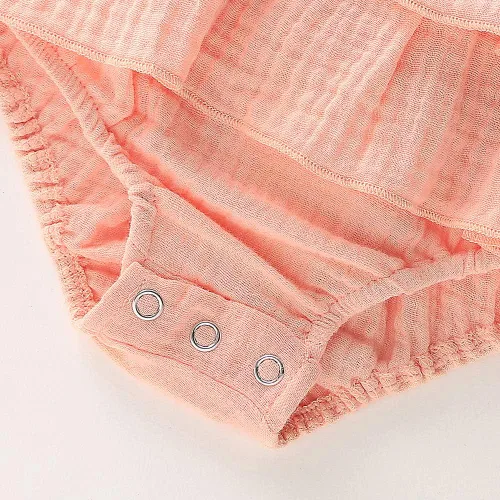 Vista 4 de Douhoow Mameluco de bebé niña mameluco con volantes de una sola pieza ropa de lino de algodón
