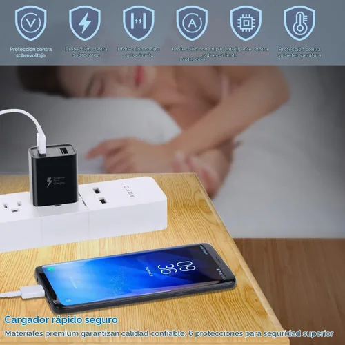 Vista 6 de Paquete de 2 bloques de cargador rápido USB A, cargador de pared de carga negro