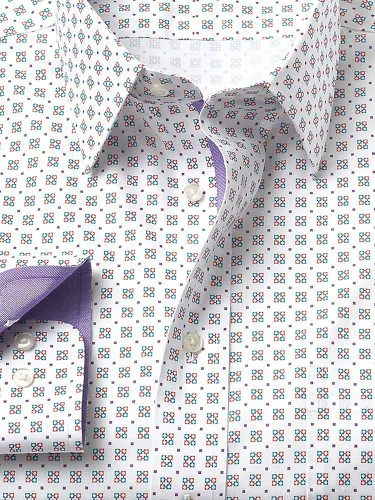 Vista 2 de Paul Fredrick Camisa de vestir de algodón sin hierro con estampado decorativo para hombre