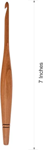 Vista 5 de Ommi - Ganchos de ganchillo con mango ergonómico, gancho de ganchillo hecho a mano de madera de camwood de 7 pulgadas, aguja de tejer, tejido