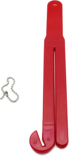 Vista 5 de Abridor de bolsas de alimentos con hoja de acero inoxidable y exprimidor para cocinas (1 negro, 2 rojo (paquete de 3) con 3 ventosas y 3 cadenas)