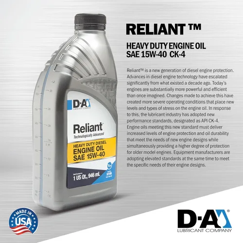 Vista 2 de 52108, Reliant - Aceite de motor diésel resistente SAE 15W40 (CK-4) convencional Comparable a la triple protección T4 Cubo de 5 galones