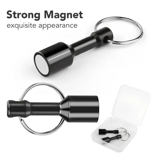 Vista 4 de TRYMAG N52 - Imanes de Llavero para Probar Latón, Paquete de 2 Llaveros de Bolsillo de Neodimio Negro para Bolso con Fuerte Magnético de Tierras
