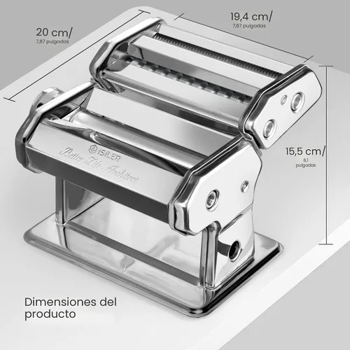 Vista 8 de ISILER Máquina para hacer pasta, 9 ajustes de grosor ajustables, máquina de pasta 2 en 1 con rodillos y cortador, fabricante de fideos para piel