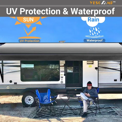 Vista 4 de YESCAMP Tela de repuesto para toldo de autocaravana, resistente a la intemperie, de 4 capas, vinilo de 18.5oz para toldo de camper - Toldo universal