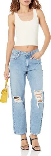 Vista 4 de The Drop Femi - Camiseta corta acanalada con cuello redondo para mujer