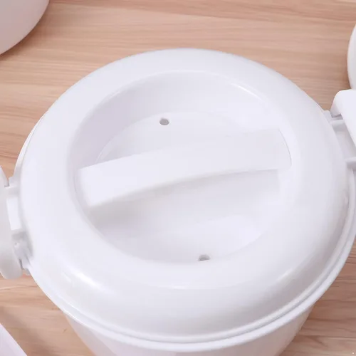 Vista 4 de Freebily Olla de arroz portátil para microondas de grado alimenticio PP con paleta de arroz espesar multifuncional olla de vapor de alimentos