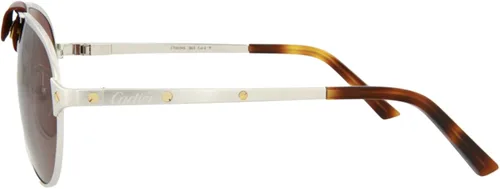 Vista 3 de Cartier CT0034S-003 - Gafas de sol polarizadas para hombre, color plateado cepillado
