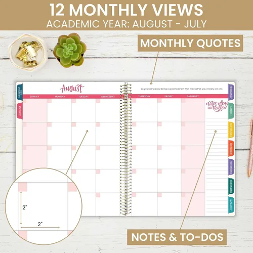 Vista 3 de bloom daily planners Agenda y calendario para profesores de año académico sin fecha, libro organizador de plan de lecciones de 7 períodos