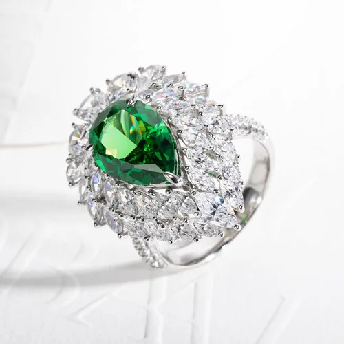 Vista 5 de 4CT-7CT Cubic Zirconia Cocktail Rings Pear CutHeart CutRadiant Cut 5A Grade Simulated Diamond CZ Statement Engagement Promise Ring for Women
