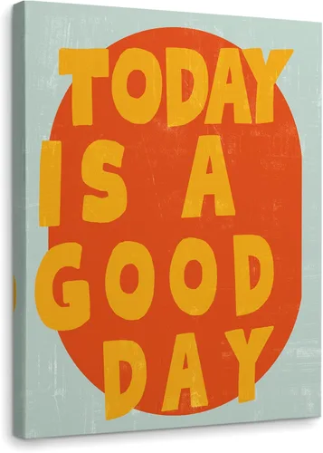 Vista 7 de Arte de Lienzo Inspiracional para Pared, Arte de Pared Femenino, Arte de Lienzo Enmarcado para Pared Azul Preppy Funky Today Is a Good Day de 14x11