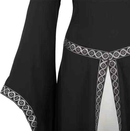 Vista 5 de Lehauya Disfraz renacentista para mujer, vestido irlandés medieval, vestido retro victoriano, vestido largo de cosplay